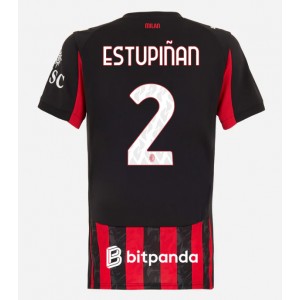 Fotbalové Dres AC Milan Pervis Estupinan #2 Dámské Domácí Oblečení 2025-26 Krátký Rukáv
